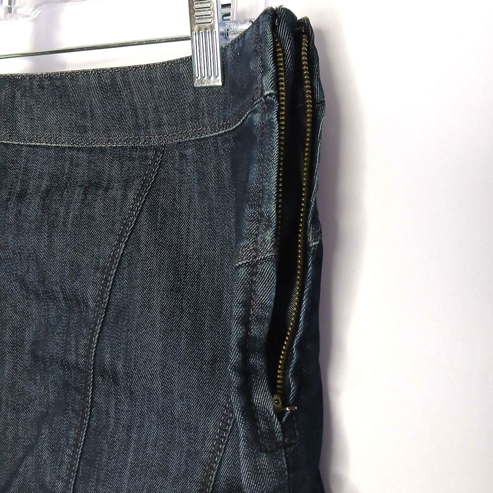 Ann Taylor Pencil Skirt Stretch Denim Dark Wash Jeans Fabric Kick Slit Womens 8 - Picture 5 of 7